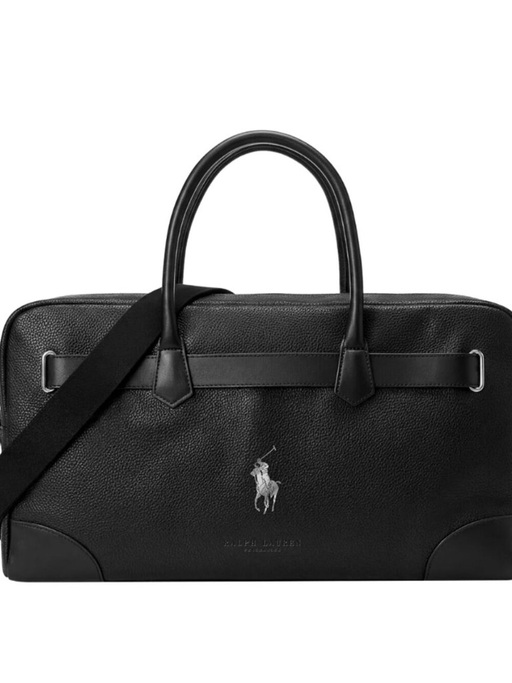 Ralph Lauren Fragrances Duffle Black Faux Leather Travel Shoulder Gym Bag New